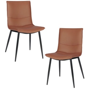 Set Of 2 Kairis Boucle Fabric Kitchen Dining Chair Metal Legs - Tan