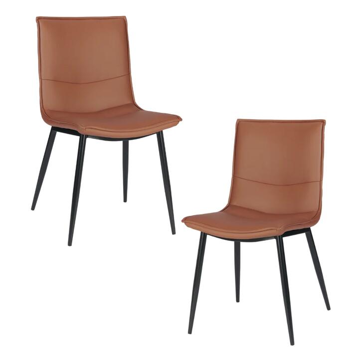 Set Of 2 Kairis Boucle Fabric Kitchen Dining Chair Metal Legs - Tan