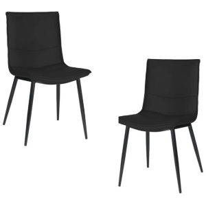 Set Of 2 Kairis Eco Leather Kitchen Dining Chair Metal Legs - Black