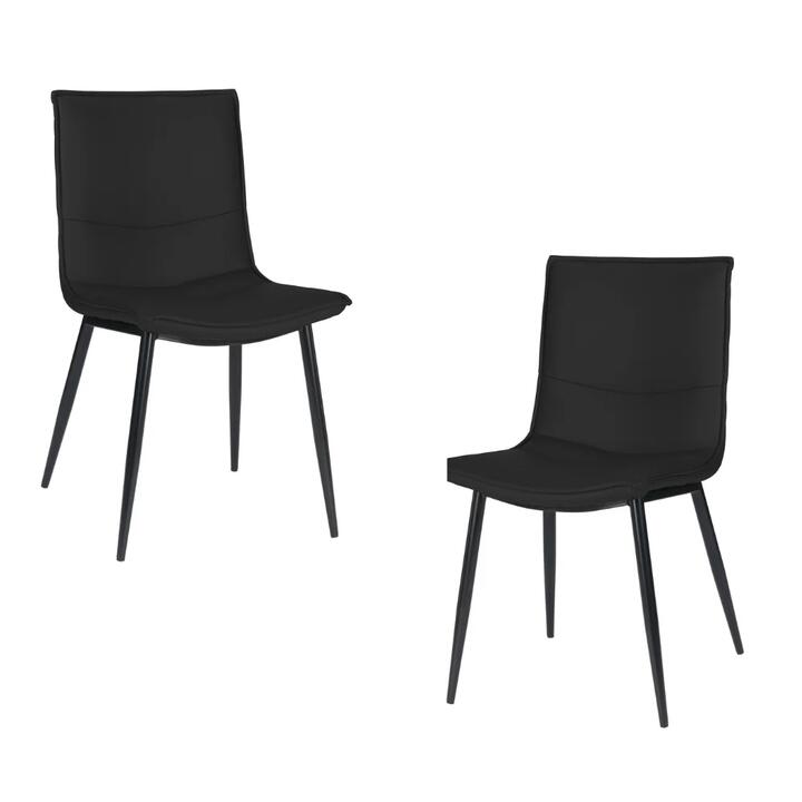 Set Of 2 Kairis Eco Leather Kitchen Dining Chair Metal Legs - Black