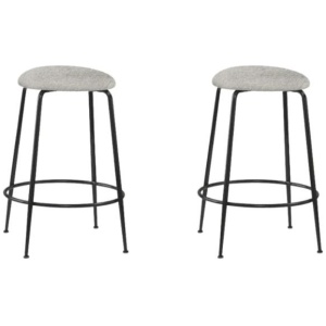 Set Of 2 Lida Modern Fabric Kitchen Bar Stool W/ Black Metal Legs - Grey