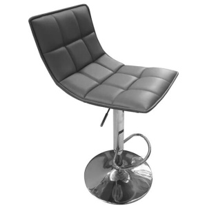 Set Of 2 Lunar Modern Height Adjustable Gas Lift PU Leather Bar Stool - Grey