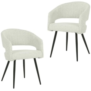 Set Of 2 Merril Modern Boucle Fabric Kitchen Dining Chair - Sand