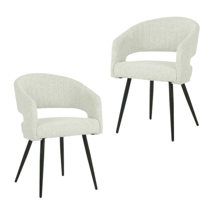 Set Of 2 Merril Modern Boucle Fabric Kitchen Dining Chair - Sand
