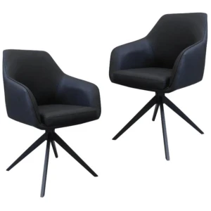Set Of 2 Moz Rotation Modern Eco Leather Kitchen Dining Chair - Black