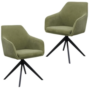 Set Of 2 Moz Rotation Modern Fabric Kitchen Dining Chair - Olive
