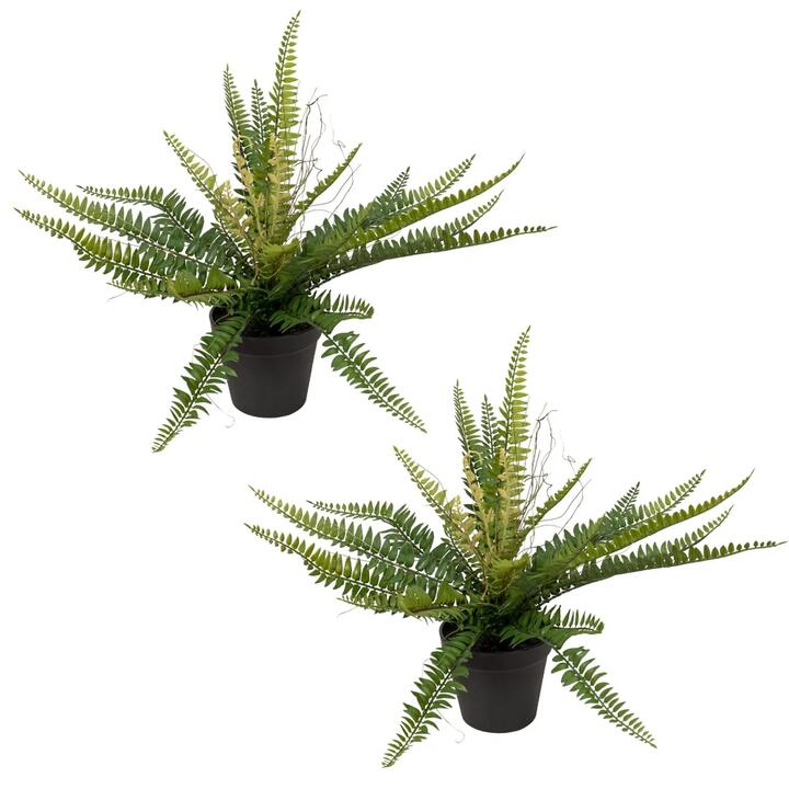 Set Of 2 Potted Ruffle Fern Artificial Faux Plant Decorative Green