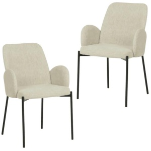 Set Of 2 Riley Knit Fabric Modern Kitchen Dining Chair - Oat