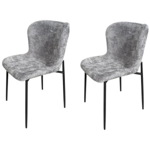 Set Of 2 Spinel Fabric Kitchen Dining Chair Metal Legs Grey/Black