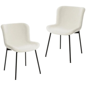 Set Of 2 Stevie Fabric Modern Kitchen Dining Chair - White