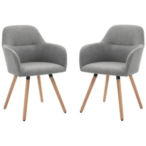 Set Of 2 Verona Fabric Dining Chair Wooden Legs - Grey