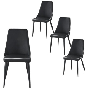 Set Of 4 Dona PU Leather Dining Chair W/ Metal Legs - Black