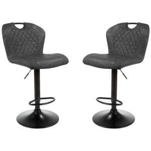 Set of 2 Alpha Fabric Kitcen Counter Bar Stool Gas Lift - Black
