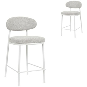 Set of 2 - Ambrosi 65cm White Bar Stool - Clay Grey by Interior Secrets - AfterPay Available