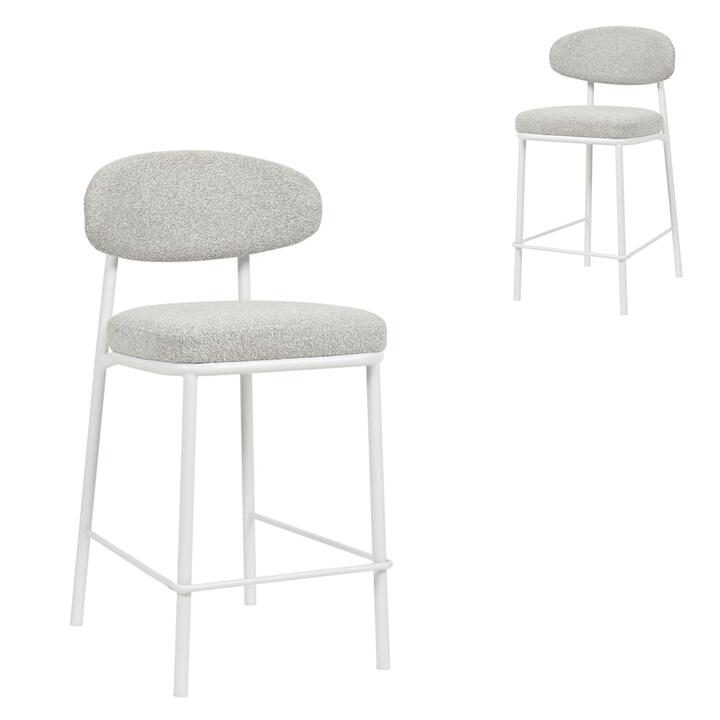 Set of 2 - Ambrosi 65cm White Bar Stool - Clay Grey by Interior Secrets - AfterPay Available
