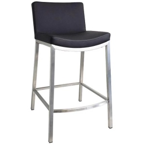 Set of 2 - Amos Bar Stool 66cm - Brushed Frame - Black