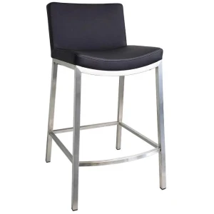 Set of 2 - Amos Bar Stool 66cm - Brushed Frame - Black