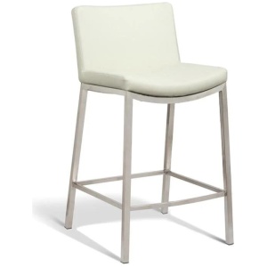 Set of 2 - Amos Bar Stool 66cm - Brushed Frame - White