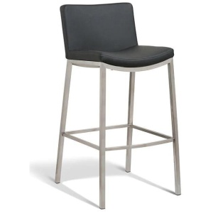 Set of 2 - Amos Bar Stool 76cm - Brushed Frame - Black