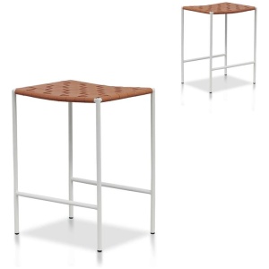 Set of 2 - Anika White Frame Bar stool - Tan by Interior Secrets - AfterPay Available
