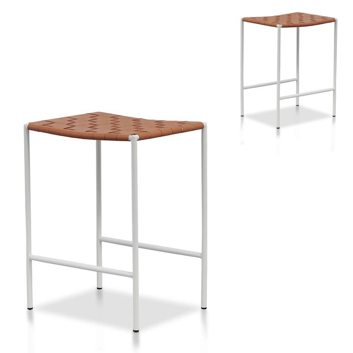 Set of 2 - Anika White Frame Bar stool - Tan by Interior Secrets - AfterPay Available