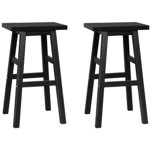 Set of 2 Beech Wood Bar Stools - Black