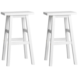 Set of 2 Beech Wood Bar Stools - White