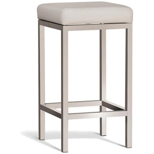 Set of 2 - Borgo Bar Stool 65cm - Brushed Frame - Off White