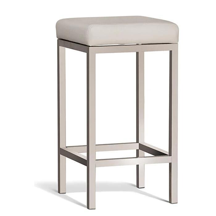 Set of 2 - Borgo Bar Stool 65cm - Brushed Frame - Off White