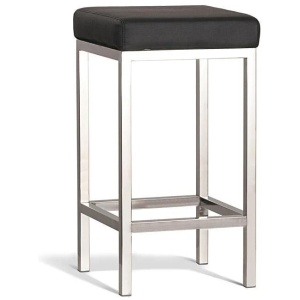 Set of 2 - Borgo Bar Stool 65cm - Polished Frame - Black