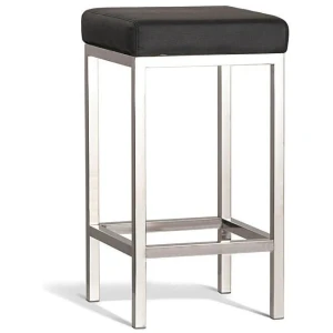 Set of 2 - Borgo Bar Stool 65cm - Polished Frame - Black