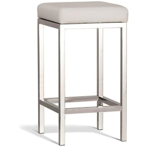 Set of 2 - Borgo Bar Stool 65cm - Polished Frame - Off White
