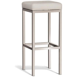 Set of 2 - Borgo Bar Stool 75cm - Brushed Frame - Off White