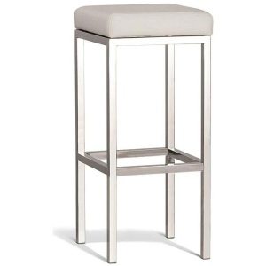 Set of 2 - Borgo Bar Stool 75cm - Polished Frame - Off White