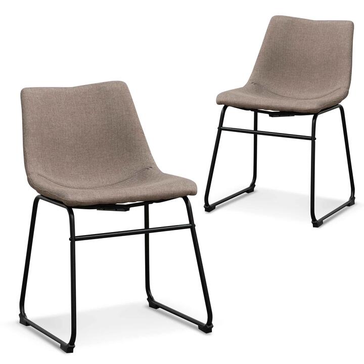 Set of 2 - Darcy Fabric Dining Chair - Brown Grey by Interior Secrets - AfterPay Available