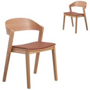 Set of 2 - Davis Natural Dining Chair - Brown Seat by Interior Secrets - AfterPay Available