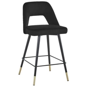 Set of 2 Delphi Velvet Fabric Kitchen Bar Stool - Black