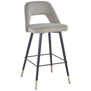 Set of 2 Delphi Velvet Fabric Kitchen Bar Stool - Light Grey