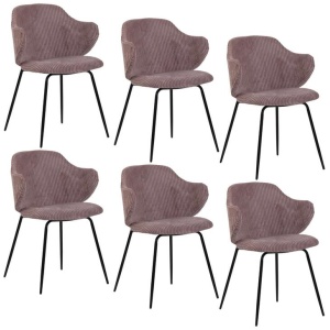 Set of 2 Dining Chairs with Corduroy Cord Fabric in Pink