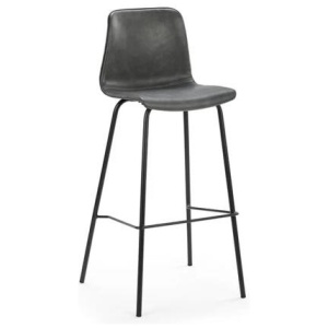 Set of 2 Emerson High Back PU Kitchen Counter Bar Stools - Charcoal