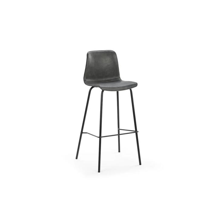 Set of 2 Emerson High Back PU Kitchen Counter Bar Stools - Charcoal