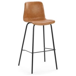 Set of 2 Emerson High Back PU Kitchen Counter Bar Stools - Tan