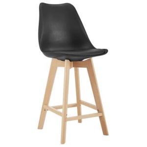 Set of 2 Ester Kitchen Counter Bar Stools - Black/Beech