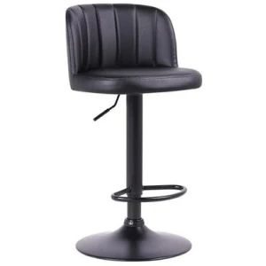 Set of 2 Everton Curved Kitchen Counter Bar Stools - Black PU