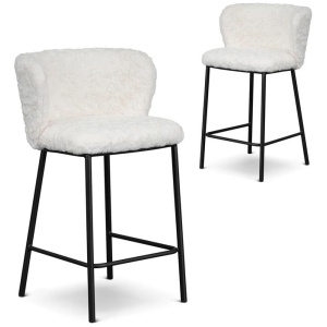 Set of 2 - Flossie 65cm Fabric Bar Stool - Cloud Fur by Interior Secrets - AfterPay Available