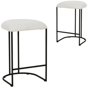 Set of 2 - Galvan 65cm Bar Stool - Cottage White Boucle by Interior Secrets - AfterPay Available