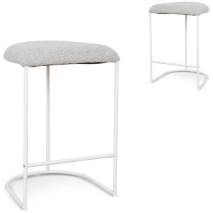 Set of 2 - Galvan 65cm White Bar Stool - Clay Grey by Interior Secrets - AfterPay Available