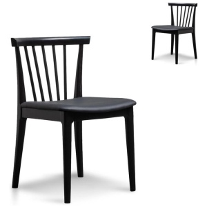 Set of 2 - Garret Wooden Dining Chair - Full Black by Interior Secrets - AfterPay Available
