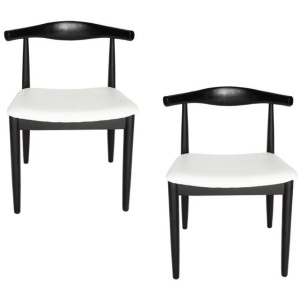 Set of 2 - Hans Wegner Replica CH20 Elbow Dining Chair - Black Frame - White