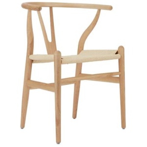 Set of 2 Hans Wegner Replica Wishbone Kitchen Dining Chair - Oak Wood/Natural
